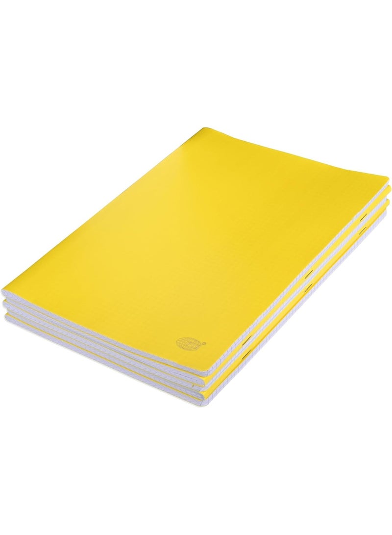 FIS® Notebook, Soft Cover PP Materials, Size A4(210x297mm), 5mm Square Lines Ruling, 80 Sheets, 160 Pages, 2 Round Edges, Packet of 5 Pieces, Neon Yellow Color-FSNBA45MPPNYL - Image 1